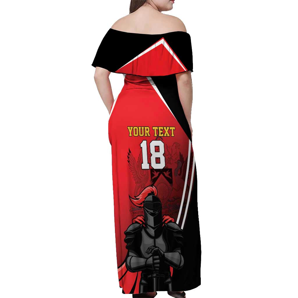 Custom Trinidad and Tobago Cricket Knight Riders Off Shoulder Maxi Dress Go Champion - Wonder Print Shop