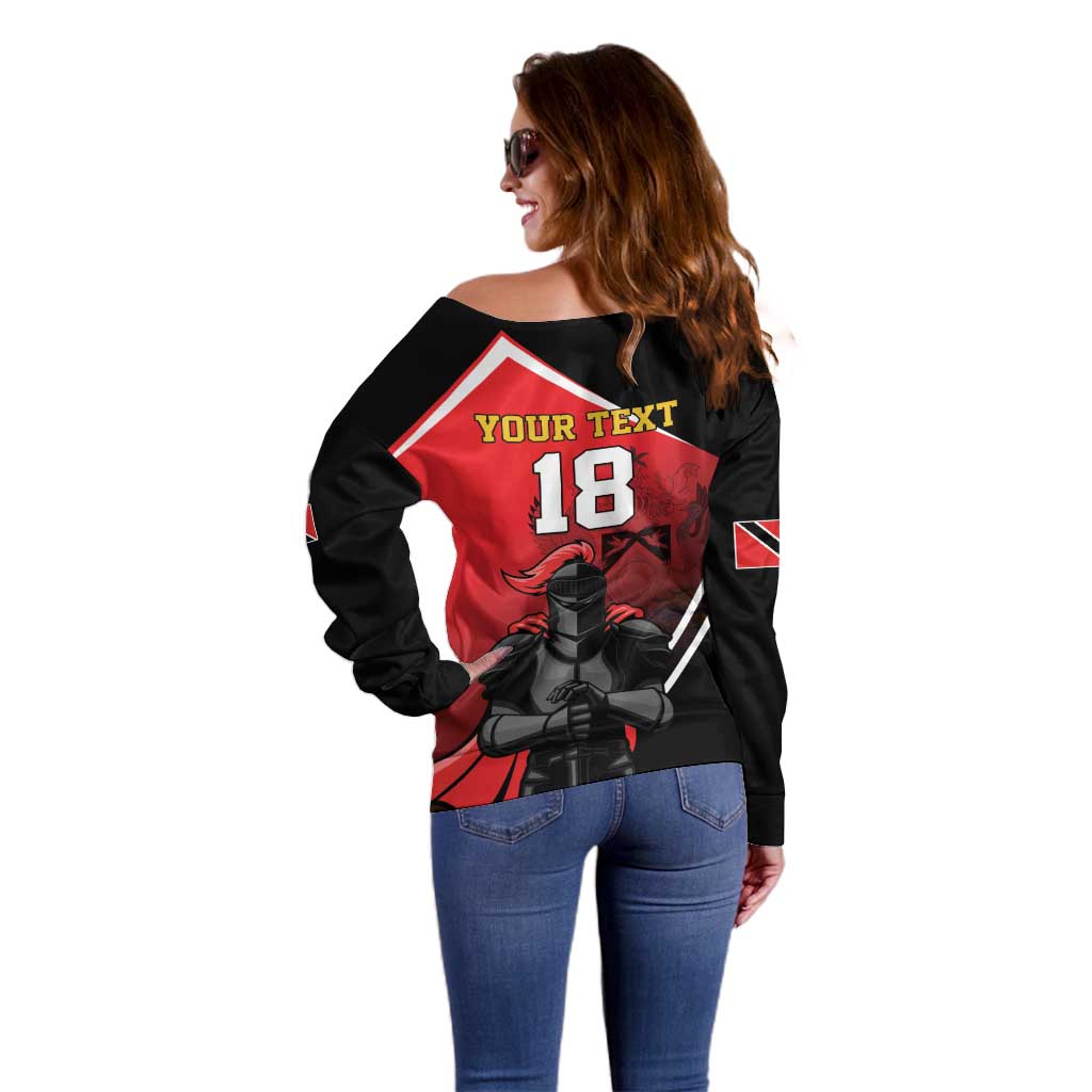 Custom Trinidad and Tobago Cricket Knight Riders Off Shoulder Sweater Go Champion - Wonder Print Shop