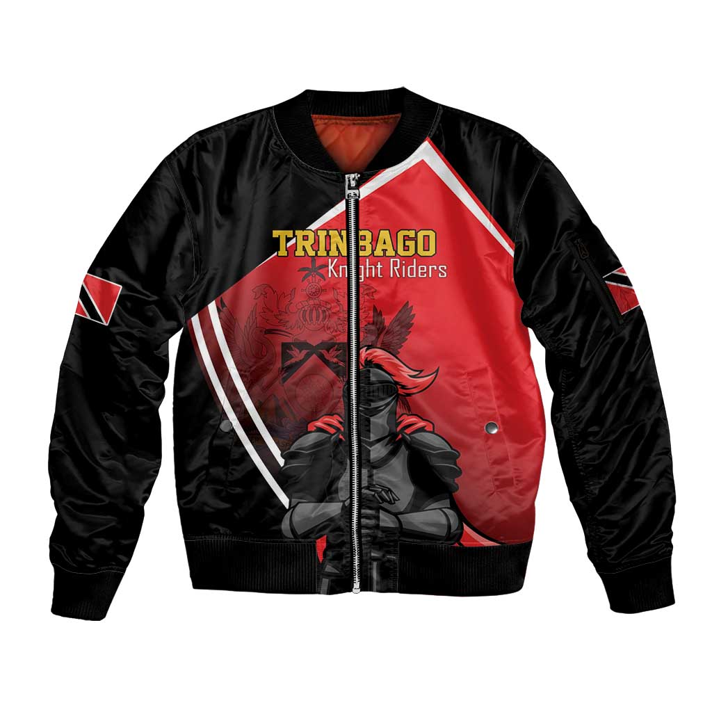 Custom Trinidad and Tobago Cricket Knight Riders Sleeve Zip Bomber Jacket Go Champion - Wonder Print Shop