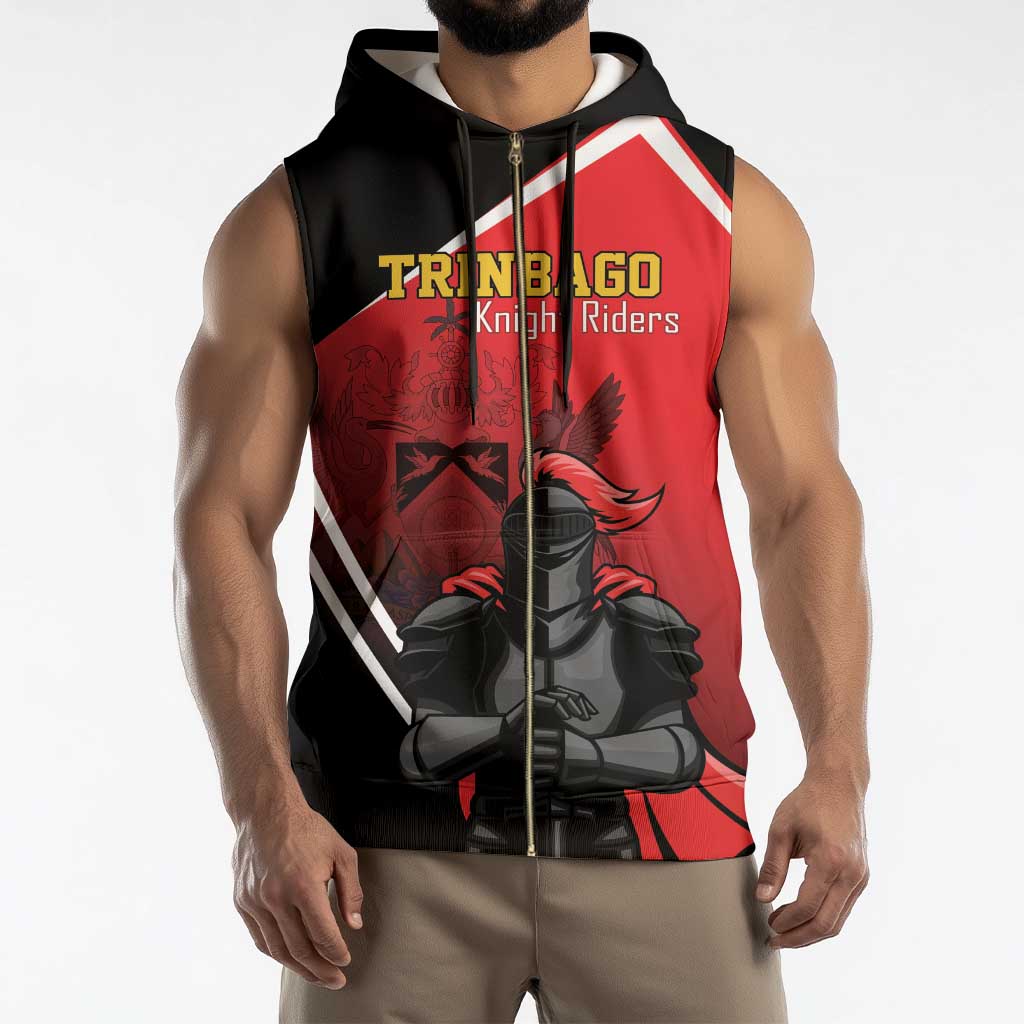 Custom Trinidad and Tobago Cricket Knight Riders Sleeveless Zip Hoodie Go Champion - Wonder Print Shop
