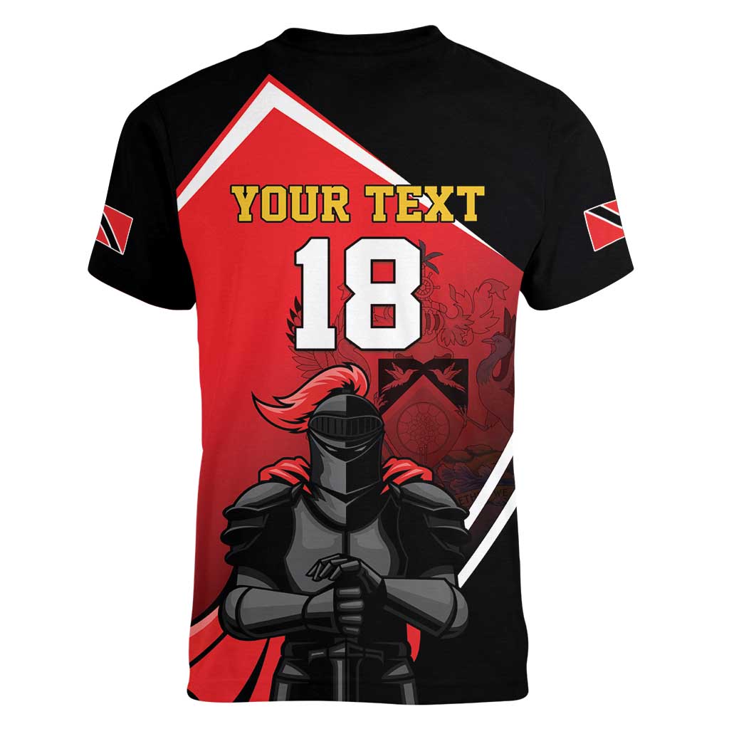 Custom Trinidad and Tobago Cricket Knight Riders Women V-Neck T-Shirt Go Champion - Wonder Print Shop
