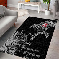 Denmark Viking Ravens Area Rug Vegvisir Runes Pattern - Wonder Print Shop