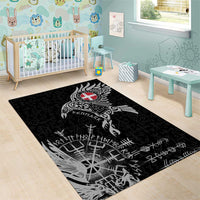 Denmark Viking Ravens Area Rug Vegvisir Runes Pattern - Wonder Print Shop