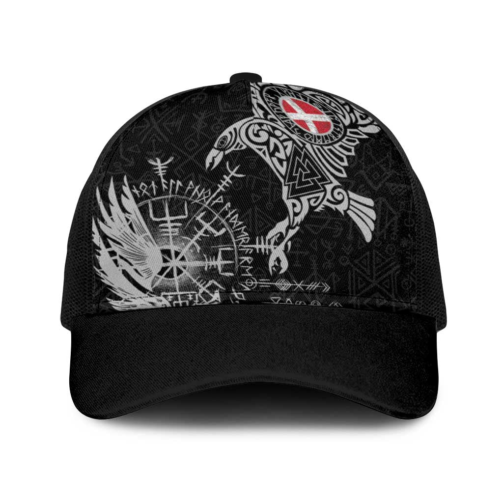 Denmark Viking Ravens Baseball Net Cap Vegvisir Runes Pattern - Wonder Print Shop