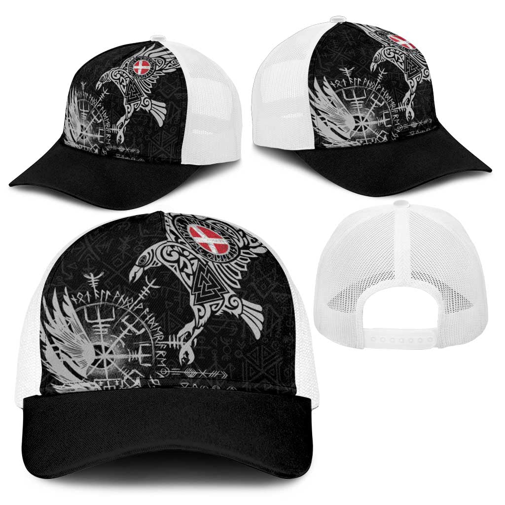 Denmark Viking Ravens Baseball Net Cap Vegvisir Runes Pattern - Wonder Print Shop