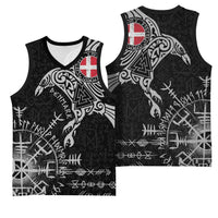 Denmark Viking Ravens Basketball Jersey Vegvisir Runes Pattern - Wonder Print Shop