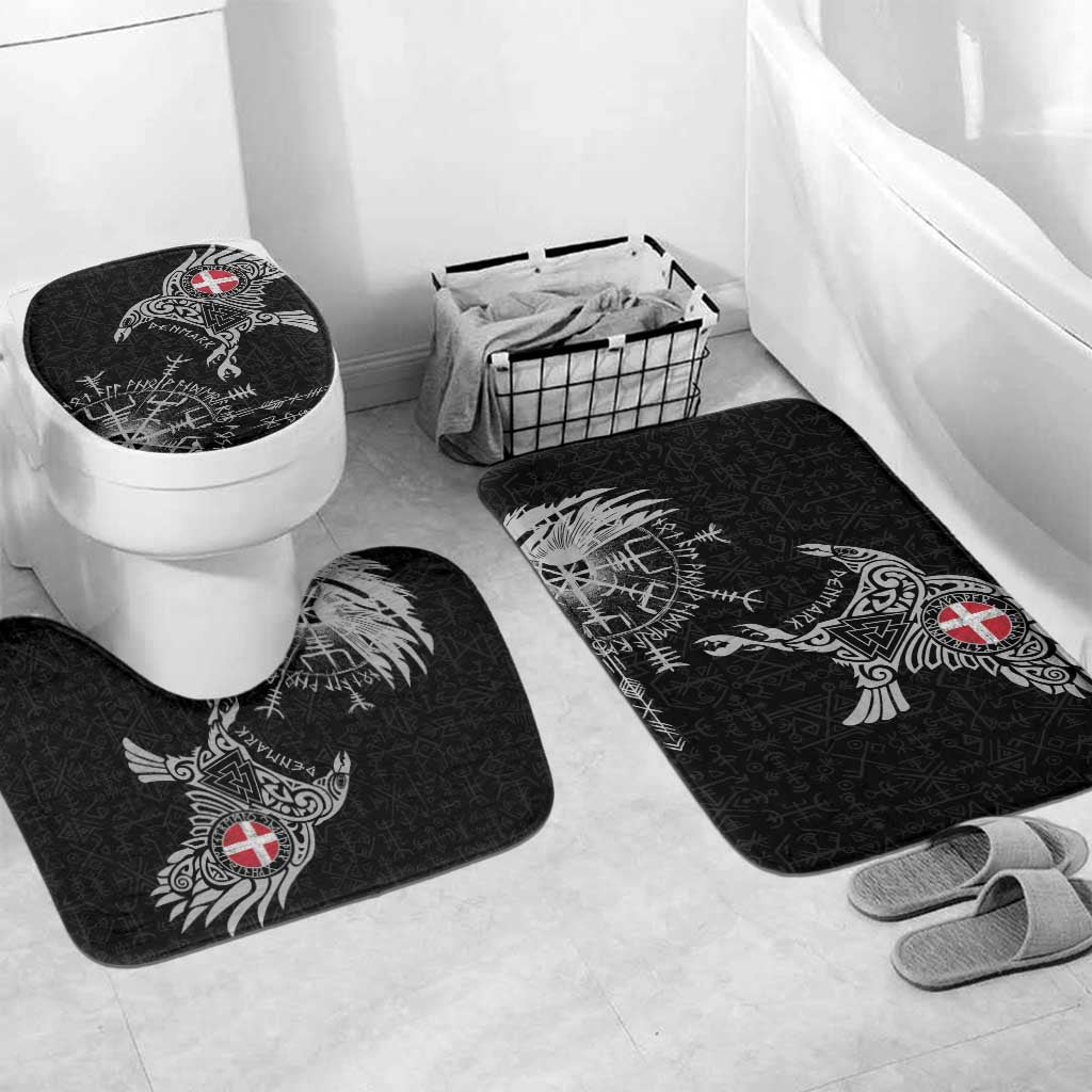 Denmark Viking Ravens Bathroom Set Vegvisir Runes Pattern - Wonder Print Shop