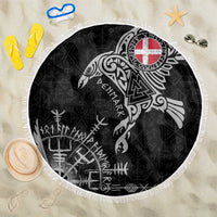 Denmark Viking Ravens Beach Blanket Vegvisir Runes Pattern - Wonder Print Shop