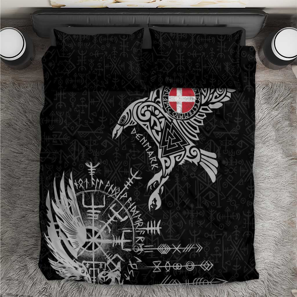 Denmark Viking Ravens Bedding Set Vegvisir Runes Pattern - Wonder Print Shop