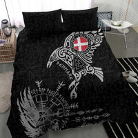 Denmark Viking Ravens Bedding Set Vegvisir Runes Pattern - Wonder Print Shop