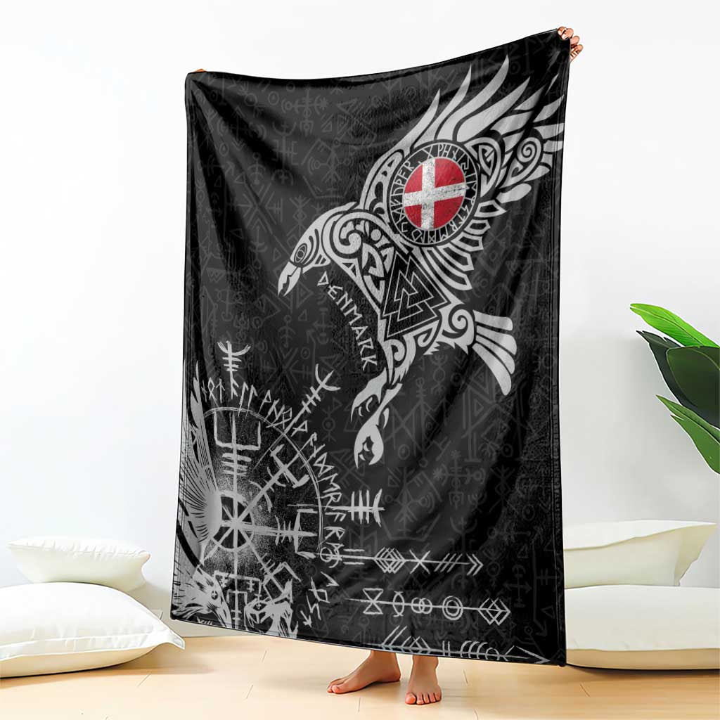 Denmark Viking Ravens Blanket Vegvisir Runes Pattern - Wonder Print Shop