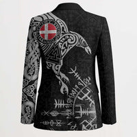 Denmark Viking Ravens Blazer Vegvisir Runes Pattern - Wonder Print Shop