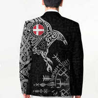 Denmark Viking Ravens Blazer Vegvisir Runes Pattern - Wonder Print Shop
