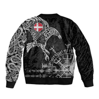 Denmark Viking Ravens Bomber Jacket Vegvisir Runes Pattern - Wonder Print Shop