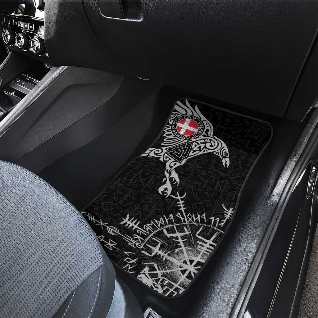 Denmark Viking Ravens Car Mats Vegvisir Runes Pattern - Wonder Print Shop