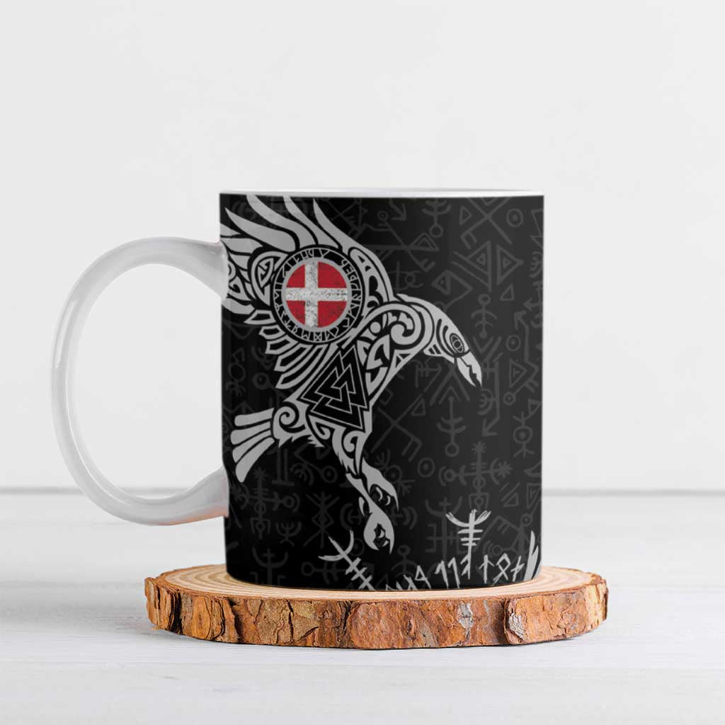 Denmark Viking Ravens Ceramic Mug Vegvisir Runes Pattern - Wonder Print Shop