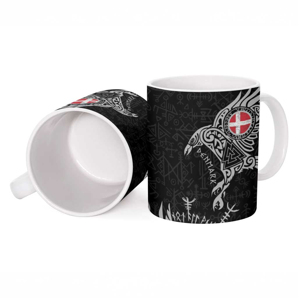 Denmark Viking Ravens Ceramic Mug Vegvisir Runes Pattern - Wonder Print Shop
