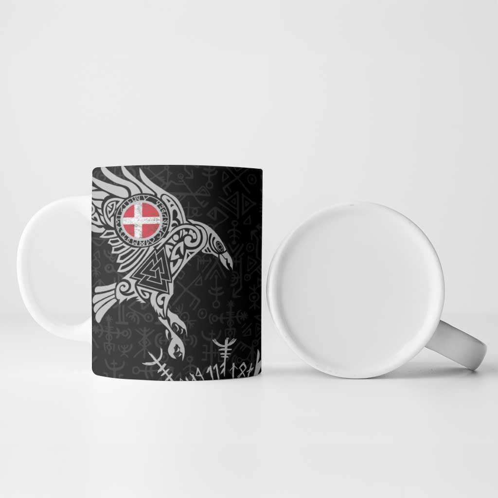 Denmark Viking Ravens Ceramic Mug Vegvisir Runes Pattern - Wonder Print Shop
