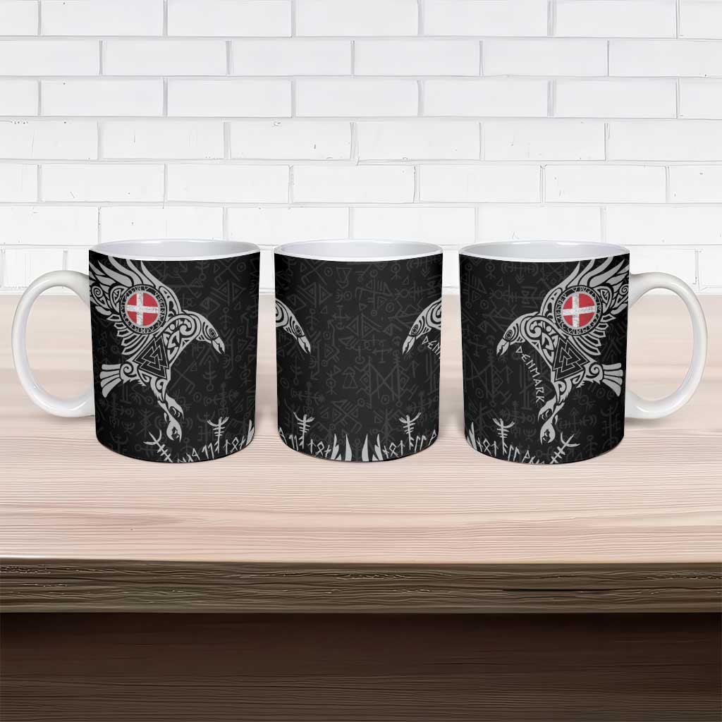 Denmark Viking Ravens Ceramic Mug Vegvisir Runes Pattern - Wonder Print Shop