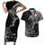 Denmark Viking Ravens Couples Matching Short Sleeve Bodycon Dress and Hawaiian Shirt Vegvisir Runes Pattern - Wonder Print Shop