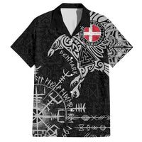 Denmark Viking Ravens Family Matching Off Shoulder Short Dress and Hawaiian Shirt Vegvisir Runes Pattern - Wonder Print Shop