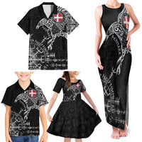 Denmark Viking Ravens Family Matching Tank Maxi Dress and Hawaiian Shirt Vegvisir Runes Pattern - Wonder Print Shop