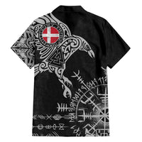 Denmark Viking Ravens Hawaiian Shirt Vegvisir Runes Pattern - Wonder Print Shop