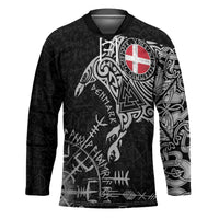 Denmark Viking Ravens Hockey Jersey Vegvisir Runes Pattern - Wonder Print Shop
