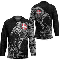 Denmark Viking Ravens Hockey Jersey Vegvisir Runes Pattern - Wonder Print Shop