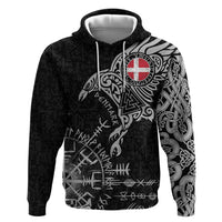 Denmark Viking Ravens Hoodie Vegvisir Runes Pattern - Wonder Print Shop