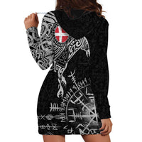 Denmark Viking Ravens Hoodie Dress Vegvisir Runes Pattern - Wonder Print Shop