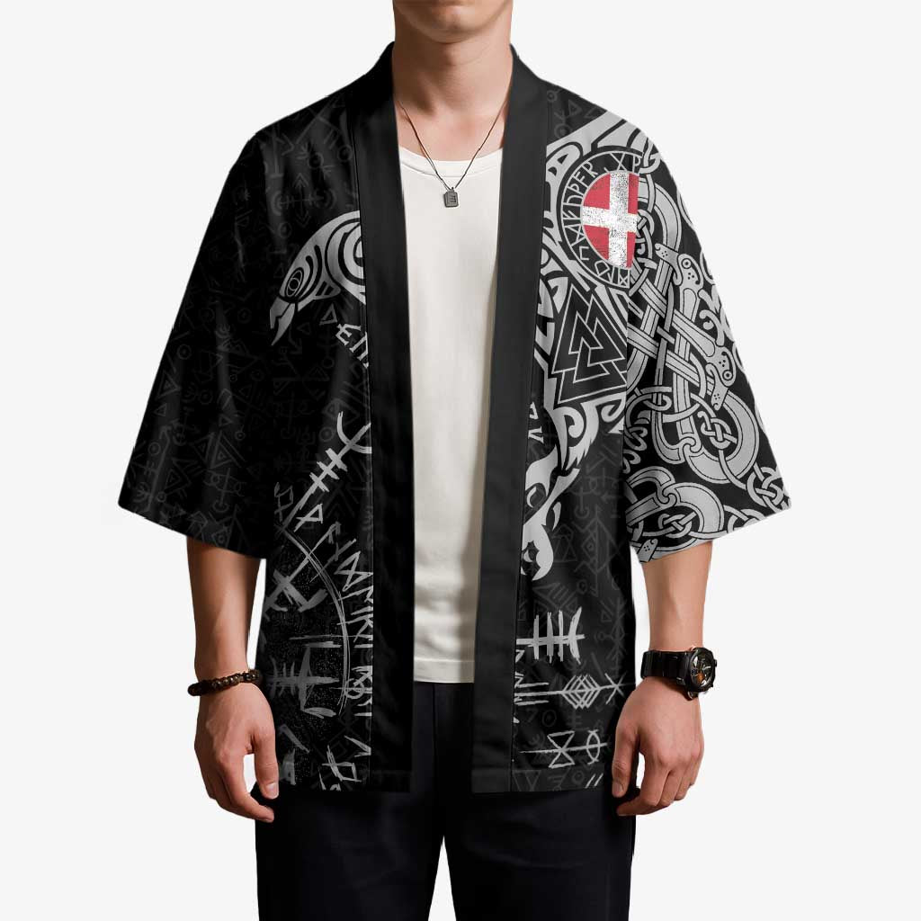 Denmark Viking Ravens Kimono Vegvisir Runes Pattern - Wonder Print Shop