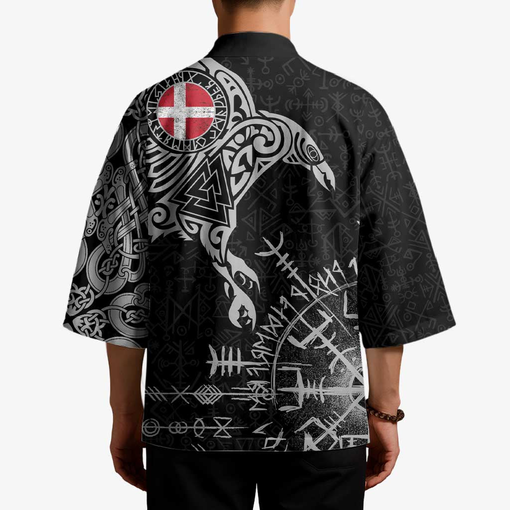 Denmark Viking Ravens Kimono Vegvisir Runes Pattern - Wonder Print Shop