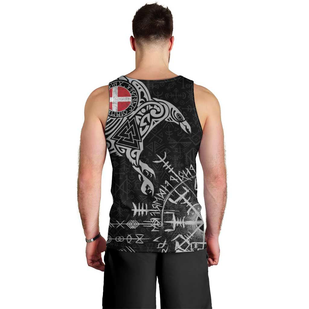 Denmark Viking Ravens Men Tank Top Vegvisir Runes Pattern - Wonder Print Shop