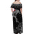 Denmark Viking Ravens Off Shoulder Maxi Dress Vegvisir Runes Pattern - Wonder Print Shop
