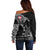 Denmark Viking Ravens Off Shoulder Sweater Vegvisir Runes Pattern - Wonder Print Shop
