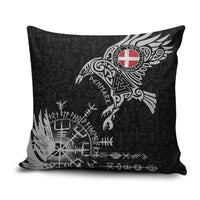 Denmark Viking Ravens Pillow Cover Vegvisir Runes Pattern - Wonder Print Shop