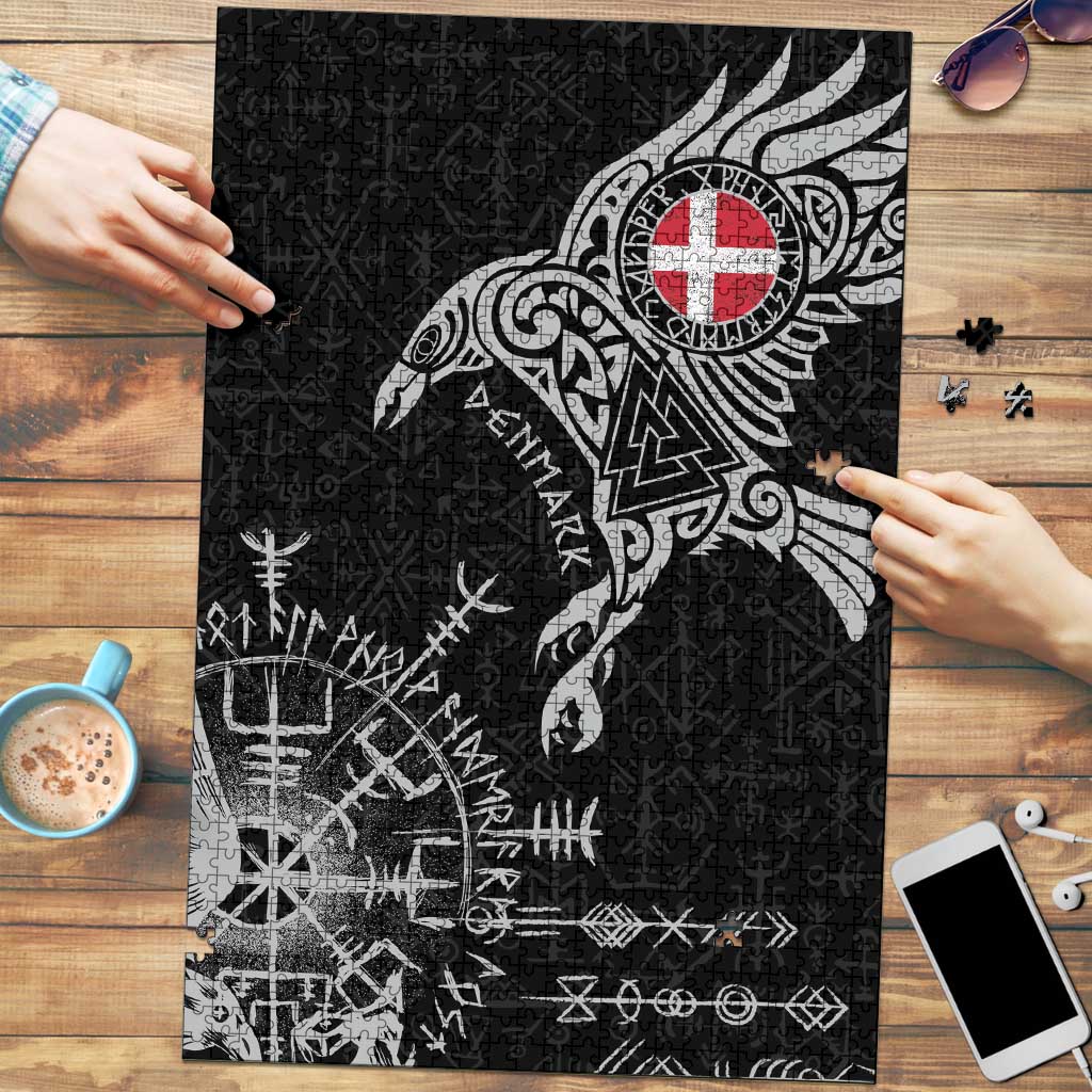 Denmark Viking Ravens Puzzle Vegvisir Runes Pattern - Wonder Print Shop