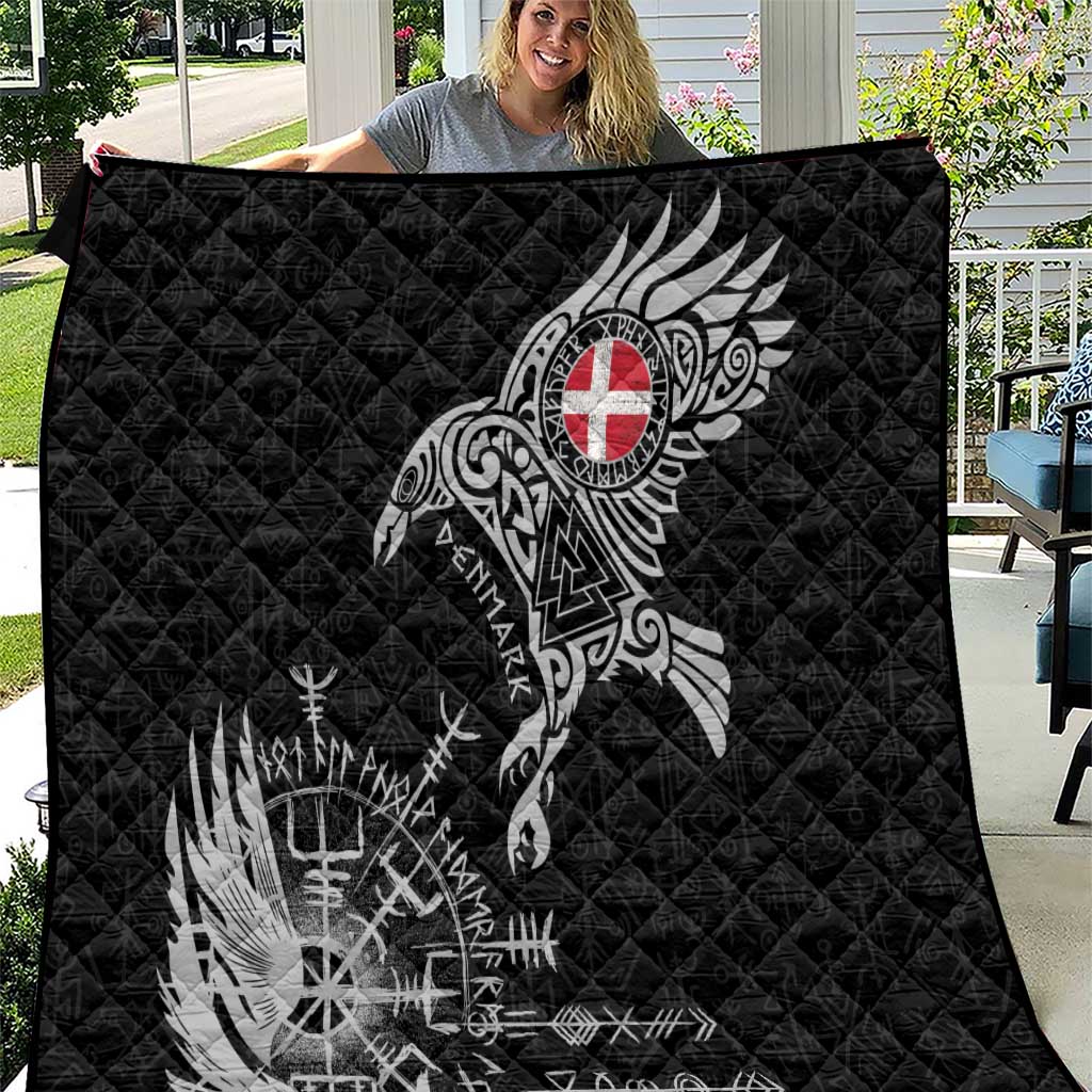 Denmark Viking Ravens Quilt Vegvisir Runes Pattern - Wonder Print Shop