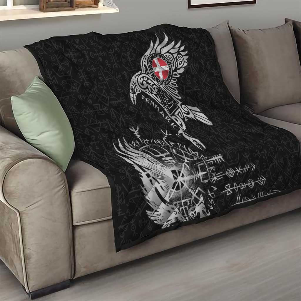 Denmark Viking Ravens Quilt Vegvisir Runes Pattern - Wonder Print Shop