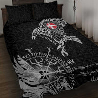 Denmark Viking Ravens Quilt Bed Set Vegvisir Runes Pattern - Wonder Print Shop
