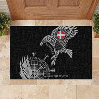 Denmark Viking Ravens Rubber Doormat Vegvisir Runes Pattern - Wonder Print Shop
