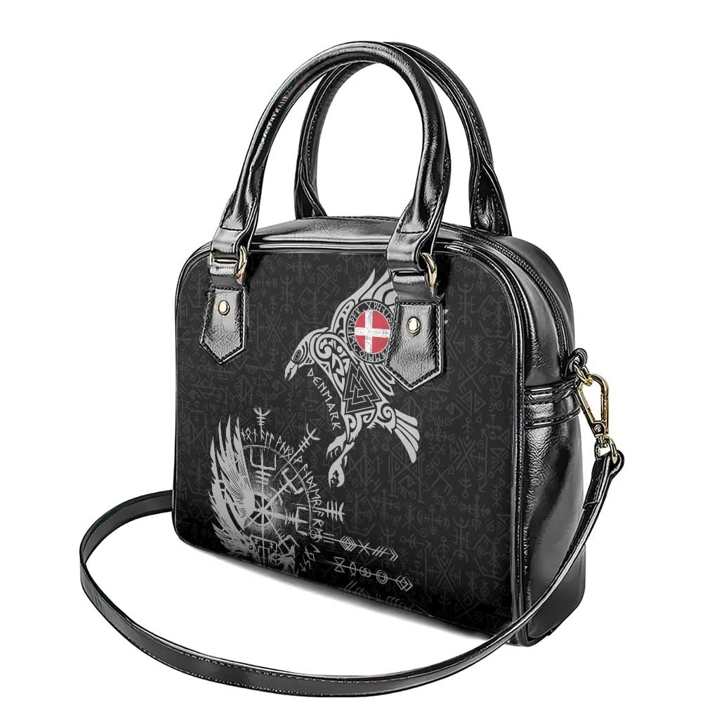 Denmark Viking Ravens Shoulder Handbag Vegvisir Runes Pattern - Wonder Print Shop