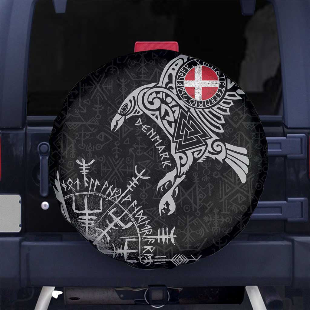 Denmark Viking Ravens Spare Tire Cover Vegvisir Runes Pattern - Wonder Print Shop