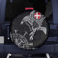 Denmark Viking Ravens Spare Tire Cover Vegvisir Runes Pattern - Wonder Print Shop
