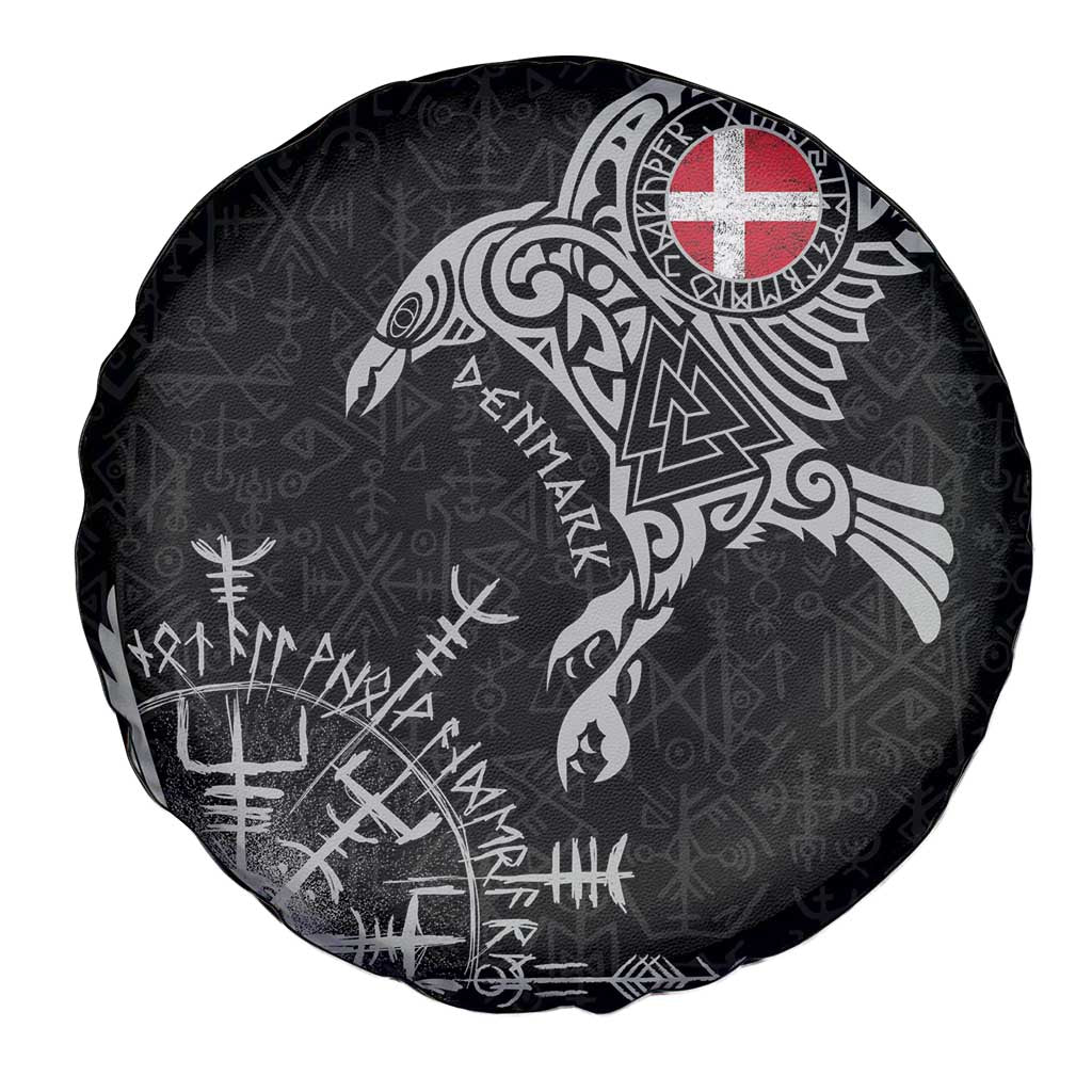 Denmark Viking Ravens Spare Tire Cover Vegvisir Runes Pattern - Wonder Print Shop