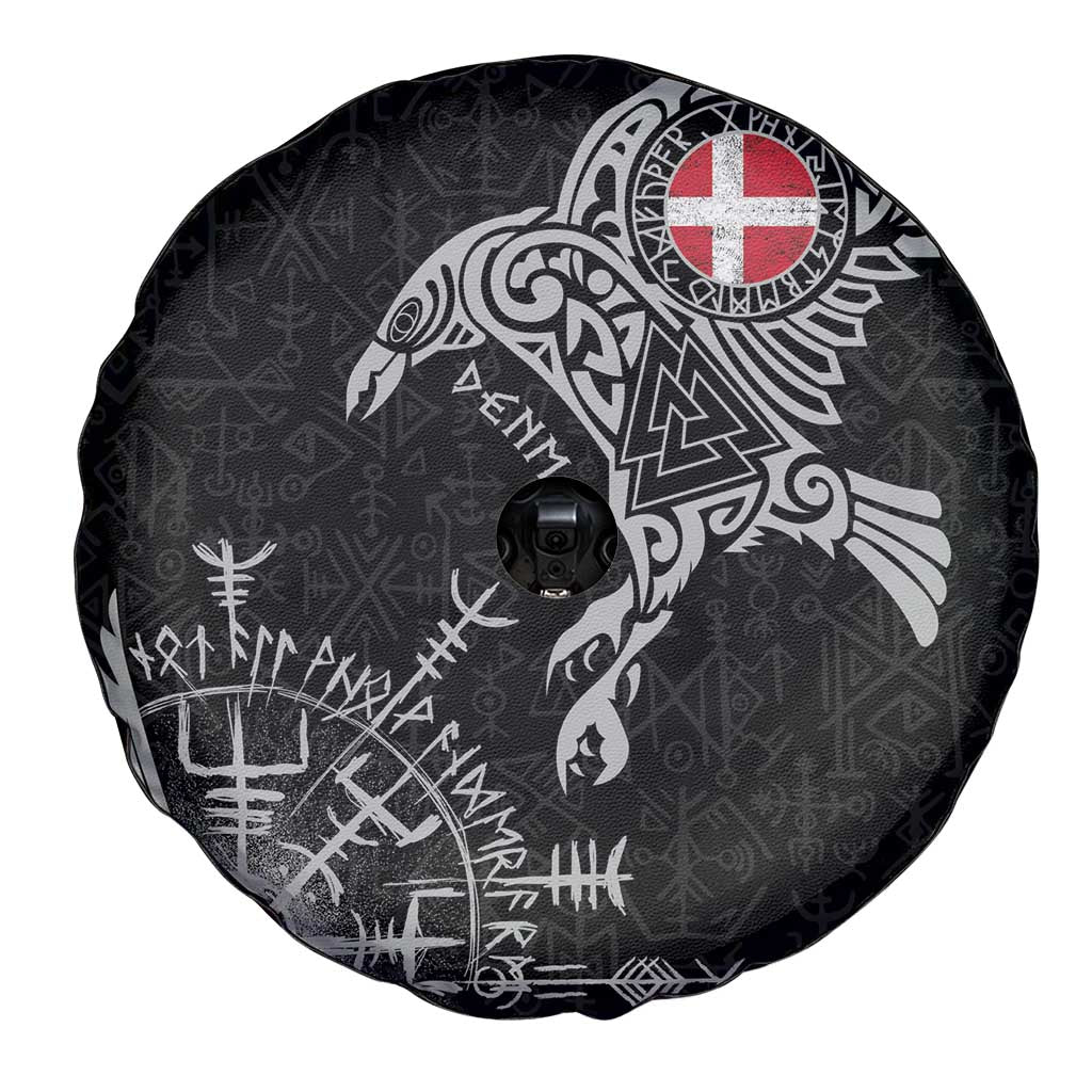 Denmark Viking Ravens Spare Tire Cover Vegvisir Runes Pattern - Wonder Print Shop
