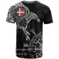 Denmark Viking Ravens T Shirt Vegvisir Runes Pattern - Wonder Print Shop