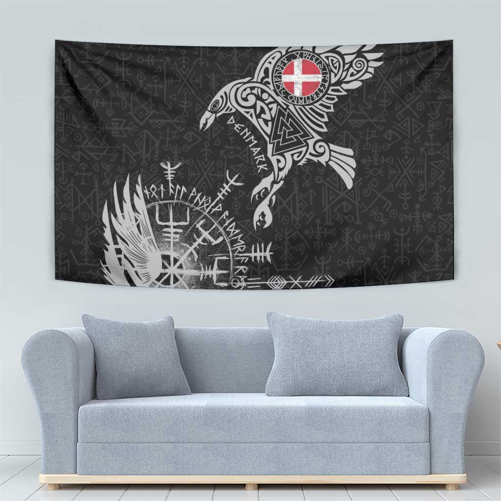 Denmark Viking Ravens Tapestry Vegvisir Runes Pattern - Wonder Print Shop