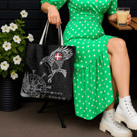 Denmark Viking Ravens Tote Bag Vegvisir Runes Pattern - Wonder Print Shop